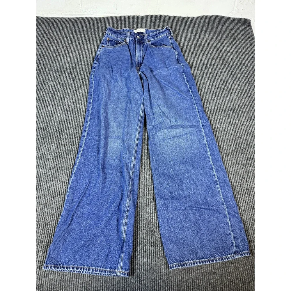 Abercrombie & Fitch The Wide Leg High Rise Curve Love Jeans Women 26 x 32 Baggy